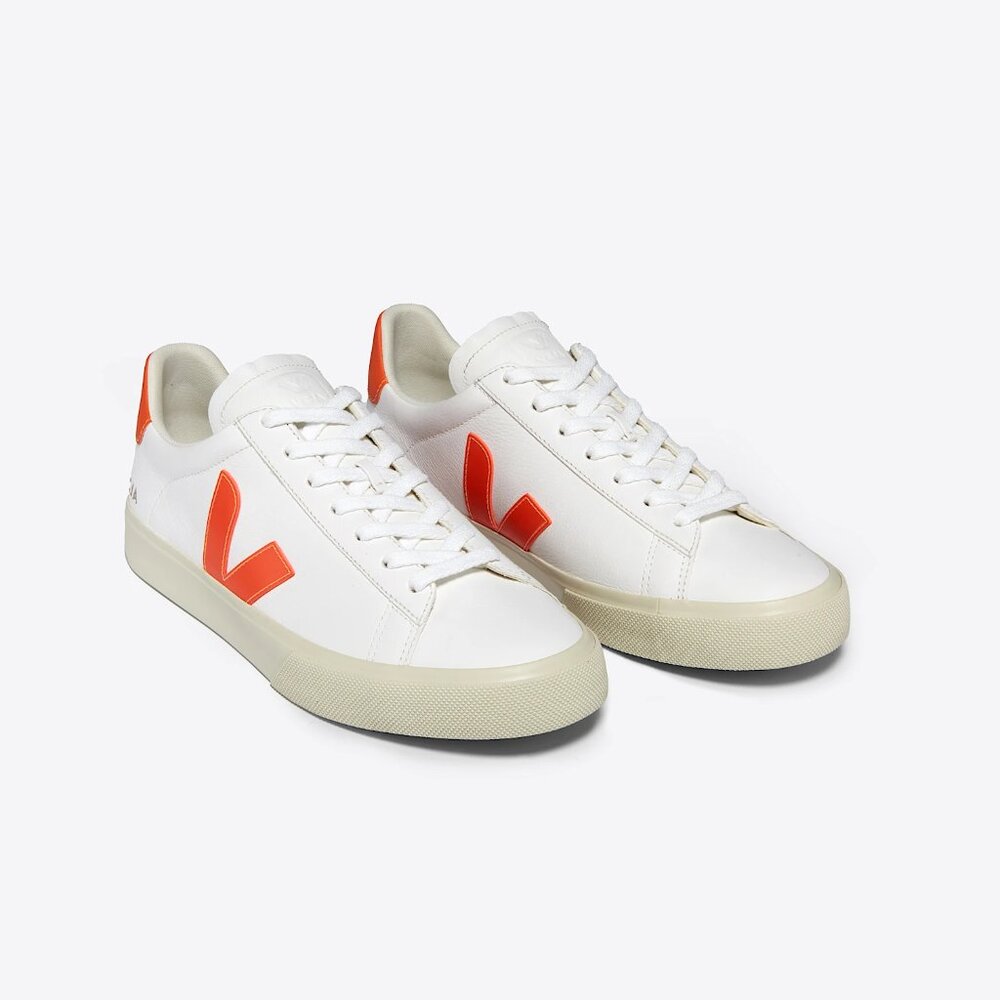 VEJA CAMPO LEATHER WHITE ORANGE